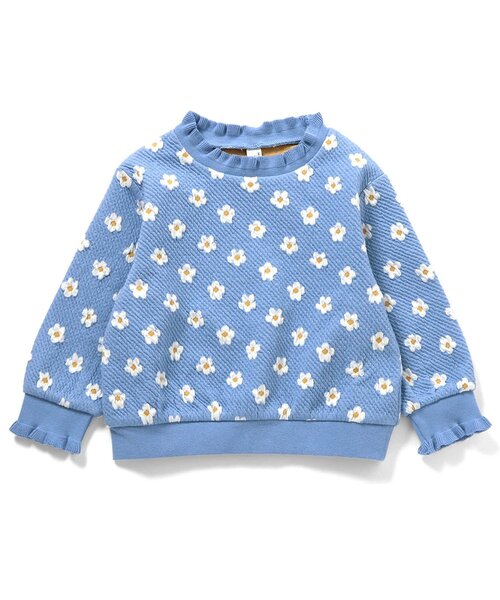 apres les cours（アプレレクール）の「【ジュニア対応】ハート・フラワージャガードトレーナー（スウェット・キッズ・レッド/アイボリー/サックスブルー・90/100/110/120/130/140/80）」の8枚目の写真