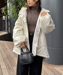 ISOOK | 【ISOOK / アイスー】ナイロンワッシャー中綿ダウンジャケット / ダウンコート 中綿アウター モンスターパーカー ブルゾン フード パーカー ロング オーバーサイズ ビックシルエット アイボリー ブラック 白 黒 ZOZOTOWN限定(ダウンジャケット/コート)