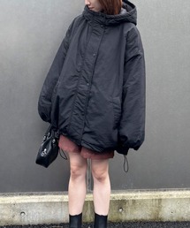 ISOOK | 【ISOOK / アイスー】ナイロンワッシャー中綿ダウンジャケット / ダウンコート 中綿アウター モンスターパーカー ブルゾン フード パーカー ロング オーバーサイズ ビックシルエット アイボリー ブラック 白 黒 ZOZOTOWN限定(ダウンジャケット/コート)