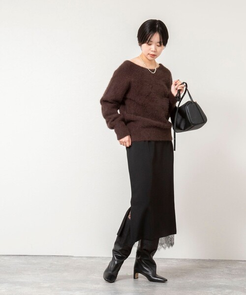 NOLLEY’S Sophi（ノーリーズソフィ）の「レースレイヤードタイトスカート（スカート・レディース・ブラック・34/36/38）」の2枚目の写真