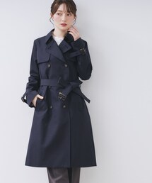 トレンチコート（ブルー・ネイビー/青色系・コットン）ファッション