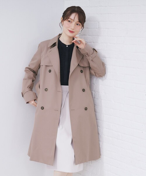 index（インデックス）の「トレンチコート【洗濯機OK/撥水/花粉対応】《XS～3L》（トレンチコート・レディース・ネイビー/ベージュ/ベージュ系その他7/ブラウン系その他7/サックスブルー・38/36/40/34/44/42）」の2枚目の写真