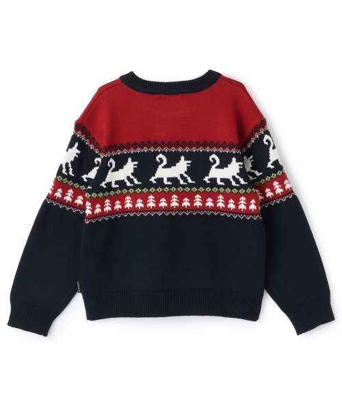 kladskap（クレードスコープ）の「オオカミニットプルオーバー（ニット/セーター・キッズ・ネイビー/オフホワイト・S(95-105cm)/M(110-120cm)/L(120-130cm)/SS(80-90cm)）」の3枚目の写真