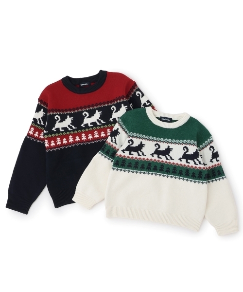 kladskap（クレードスコープ）の「オオカミニットプルオーバー（ニット/セーター・キッズ・ネイビー/オフホワイト・S(95-105cm)/M(110-120cm)/L(120-130cm)/SS(80-90cm)）」の8枚目の写真