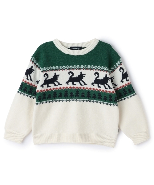 kladskap（クレードスコープ）の「オオカミニットプルオーバー（ニット/セーター・キッズ・ネイビー/オフホワイト・S(95-105cm)/M(110-120cm)/L(120-130cm)/SS(80-90cm)）」の10枚目の写真