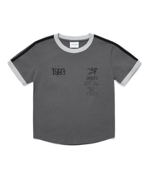 1993STUDIO(1993スタジオ)の「93トラッククロップリンガーティーシャツ_チャコール(Tシャツ/カットソー・レディース・その他・FREE)」の1枚目の写真