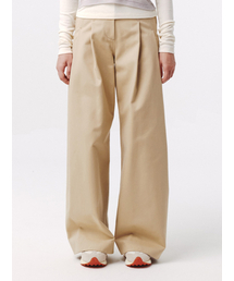 Curved Seam Wide Pants Beige