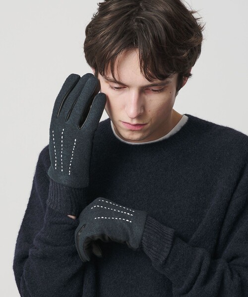 BEAUTY&YOUTH UNITED ARROWS（ビューティーアンドユースユナイテッドアローズ）の「コンビ ステッチ グローブ タッチパネル対応（手袋・メンズ・ブラウン系/ブラック/ダークグリーン/ネイビー/ライトグレー・FREE）」の4枚目の写真
