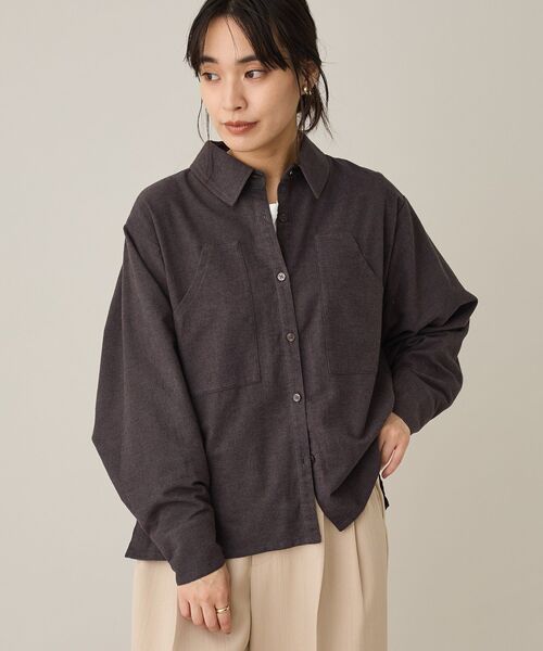 CRAFT STANDARD BOUTIQUE(クラフトスタンダードブティック)の「ビッグ袖デザインシャツ(シャツ/ブラウス・レディース・アイボリー/スモーキーグリーン系/チャコールグレー・FREE)」の3枚目の写真