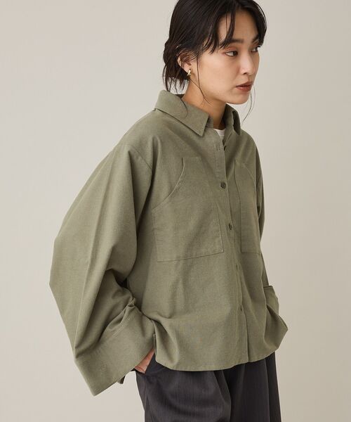 CRAFT STANDARD BOUTIQUE(クラフトスタンダードブティック)の「ビッグ袖デザインシャツ(シャツ/ブラウス・レディース・アイボリー/スモーキーグリーン系/チャコールグレー・FREE)」の20枚目の写真