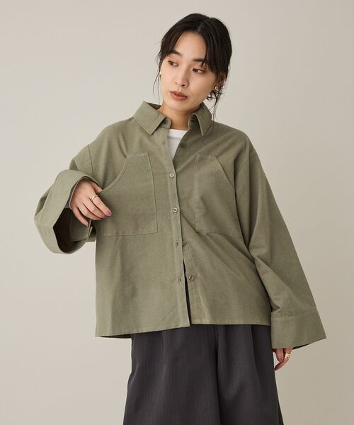 CRAFT STANDARD BOUTIQUE(クラフトスタンダードブティック)の「ビッグ袖デザインシャツ(シャツ/ブラウス・レディース・アイボリー/スモーキーグリーン系/チャコールグレー・FREE)」の22枚目の写真