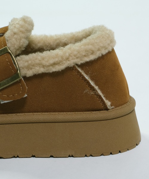 shopnikoniko（ショップニコニコ）の「フェイクムートン ベルトデザイン 厚底シューズ（スリッポン・レディース・グレイッシュベージュ/キャメル・36/37/38/39）」の19枚目の写真