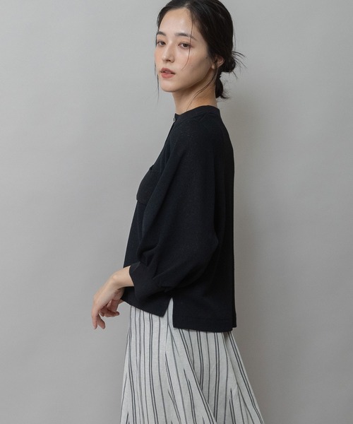Munich(ミューニック)の「【速乾性】シアーワッフル×ニットリブパフスリーブプルオーバー(Tシャツ/カットソー・レディース・ホワイト/グレイッシュベージュ/ブラック・FREE)」の14枚目の写真