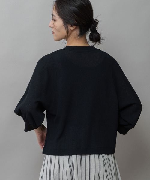 Munich(ミューニック)の「【速乾性】シアーワッフル×ニットリブパフスリーブプルオーバー(Tシャツ/カットソー・レディース・ホワイト/グレイッシュベージュ/ブラック・FREE)」の15枚目の写真