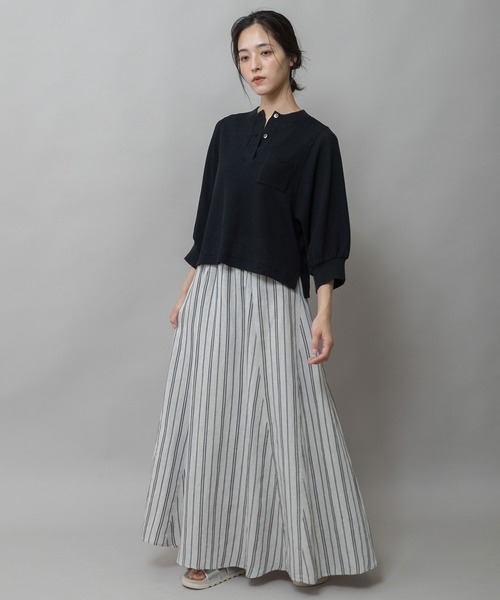 Munich(ミューニック)の「【速乾性】シアーワッフル×ニットリブパフスリーブプルオーバー(Tシャツ/カットソー・レディース・ホワイト/グレイッシュベージュ/ブラック・FREE)」の18枚目の写真