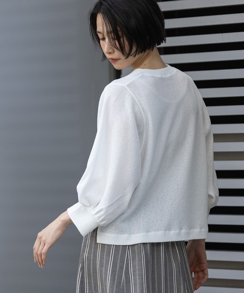 Munich(ミューニック)の「【速乾性】シアーワッフル×ニットリブパフスリーブプルオーバー(Tシャツ/カットソー・レディース・ホワイト/グレイッシュベージュ/ブラック・FREE)」の20枚目の写真