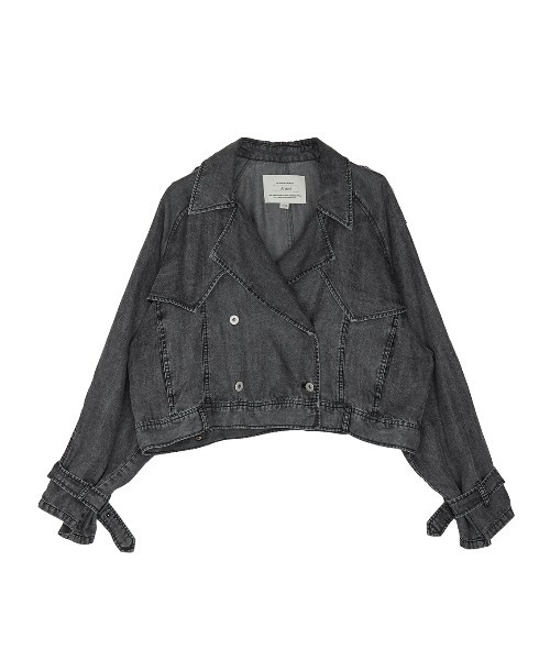 Ameri(アメリ)の「TENCEL DENIM SHORT TRENCH COAT(トレンチコート・レディース・ベージュ/ブラック/ブルー・SMALL/MEDIUM)」の13枚目の写真