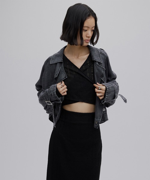 TENCEL DENIM SHORT TRENCH COAT（トレンチコート）｜Ameri（アメリ