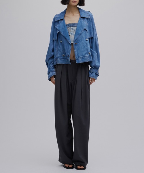 ★Ameri vintage アウター　デニム　トレンチコート TENCEL DENIM SHORT TRENCH COAT（トレンチコート）｜Ameri（アメリ