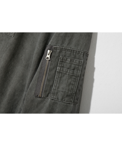 BASEMOMENT(ベースモーメント)の「ピグメントダイングウォッシュドMA-1ストーングレー(ブルゾン・メンズ・その他・LARGE/MEDIUM)」の3枚目の写真