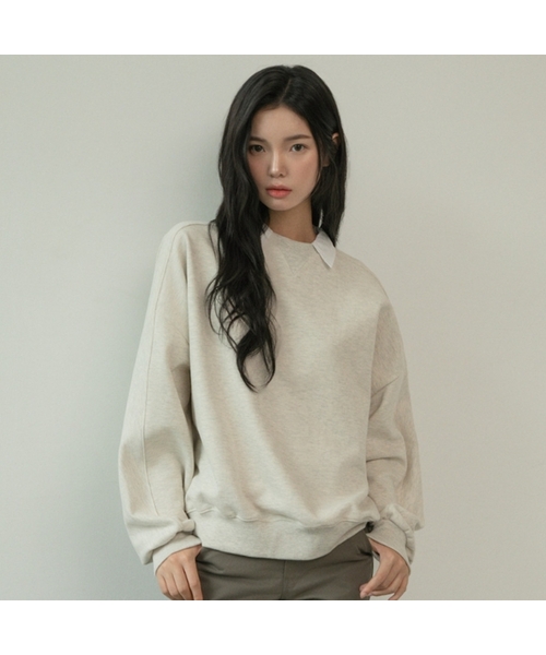 Layered collar man-to-man 3 colors