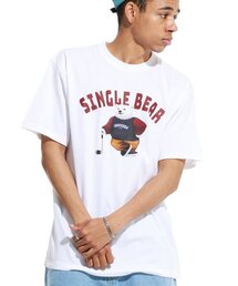 LAB ポラシングルベア半袖Tシャツ ホワイトバーガンディ