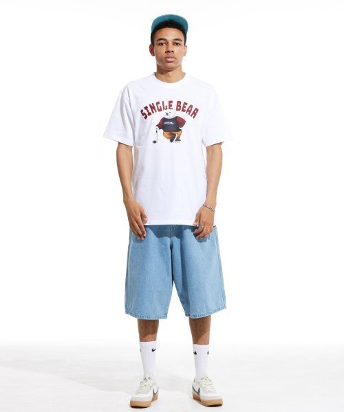 CREAM SODA LAB(クリームソーダラボ)の「LAB ポラシングルベア半袖Tシャツ ホワイトバーガンディ(Tシャツ/カットソー・メンズ・その他・MEDIUM/X-LARGE/XX-LARGE/LARGE)」の3枚目の写真