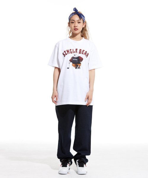CREAM SODA LAB(クリームソーダラボ)の「LAB ポラシングルベア半袖Tシャツ ホワイトバーガンディ(Tシャツ/カットソー・メンズ・その他・MEDIUM/X-LARGE/XX-LARGE/LARGE)」の8枚目の写真