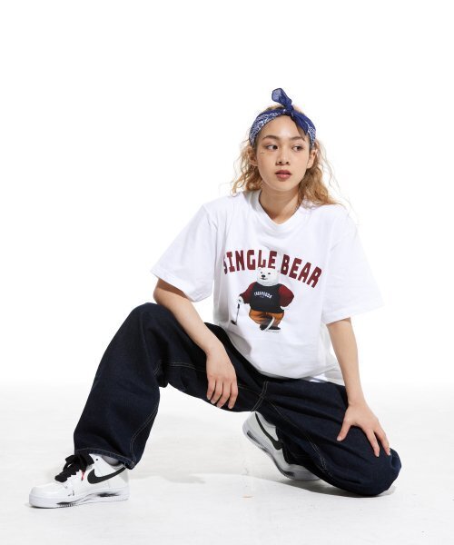 CREAM SODA LAB(クリームソーダラボ)の「LAB ポラシングルベア半袖Tシャツ ホワイトバーガンディ(Tシャツ/カットソー・メンズ・その他・MEDIUM/X-LARGE/XX-LARGE/LARGE)」の10枚目の写真