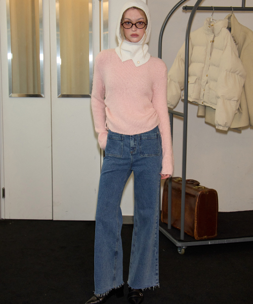 SALON DE YOHN（サロンドヨーン）の「Ribbon Shirring Knit_ Pink（ニット/セーター・レディース・その他・SMALL/MEDIUM）」の2枚目の写真