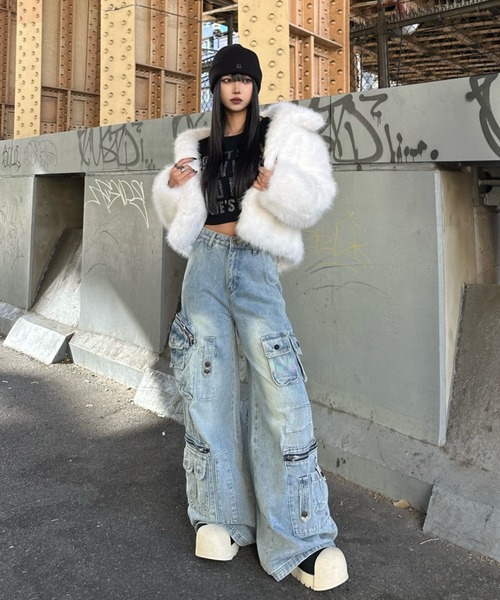 KsG（ケーエスジー）の「ウォッシュドマルチポケットカーゴパンツ（カーゴパンツ・レディース・ブラック・LARGE/SMALL/X-LARGE/MEDIUM）」の6枚目の写真