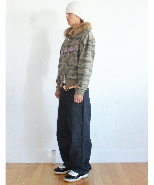 KEYMISERY(キーミザリー)の「A'GEM/9 × .kom 『KEYMISERY/キーミザリー』Vintage Spray Fur Angel Hood Zip-up/ヴィンテージスプレーファーエンゼルジップアップパーカー(パーカー・メンズ・カモフラージュ/グレー・1)」の5枚目の写真