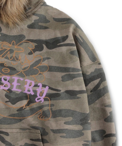 KEYMISERY(キーミザリー)の「A'GEM/9 × .kom 『KEYMISERY/キーミザリー』Vintage Spray Fur Angel Hood Zip-up/ヴィンテージスプレーファーエンゼルジップアップパーカー(パーカー・メンズ・カモフラージュ/グレー・1)」の17枚目の写真
