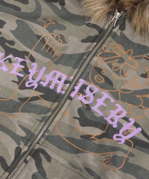 KEYMISERY(キーミザリー)の「A'GEM/9 × .kom 『KEYMISERY/キーミザリー』Vintage Spray Fur Angel Hood Zip-up/ヴィンテージスプレーファーエンゼルジップアップパーカー(パーカー・メンズ・カモフラージュ/グレー・1)」の20枚目の写真