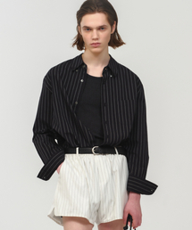 MOONSUN（ムーンサン）の「UNISEX, Quiet Stripe Shirt / Black（シャツ/ブラウス）」