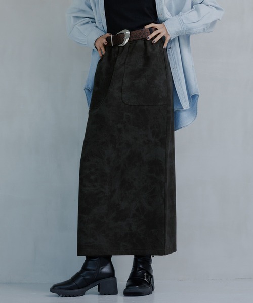 PAGEBOY(ページボーイ)の「ヴィンテージダンボールナロースカート(スカート・レディース・グレー/オフホワイト/ブラック・FREE)」の3枚目の写真