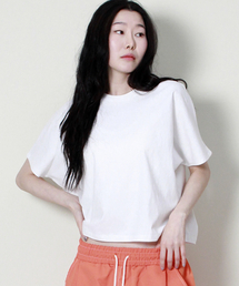 ソリッドセミクロップフレンチハーフスリーブTシャツアイボリー