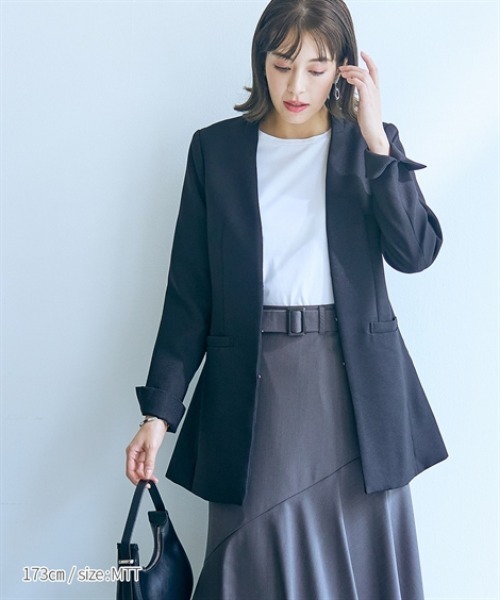 slattgir(スラットジール)の「高身長 【フォーマル】2点セット(ロング丈ジャケット+パンツ) (トールサイズ)(スーツセット・レディース・ブラック・TM/TL/TLL/T3L/T4L/T5L)」の8枚目の写真