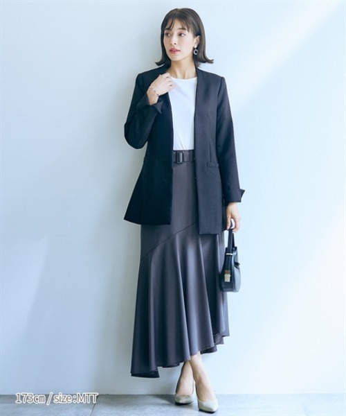 slattgir(スラットジール)の「高身長 【フォーマル】2点セット(ロング丈ジャケット+パンツ) (トールサイズ)(スーツセット・レディース・ブラック・TM/TL/TLL/T3L/T4L/T5L)」の9枚目の写真