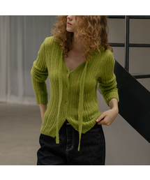 FRIVER07（フリバー07）の「V-neck tie cardigan FRFA01CD08_Olive（カーディガン/ボレロ）」