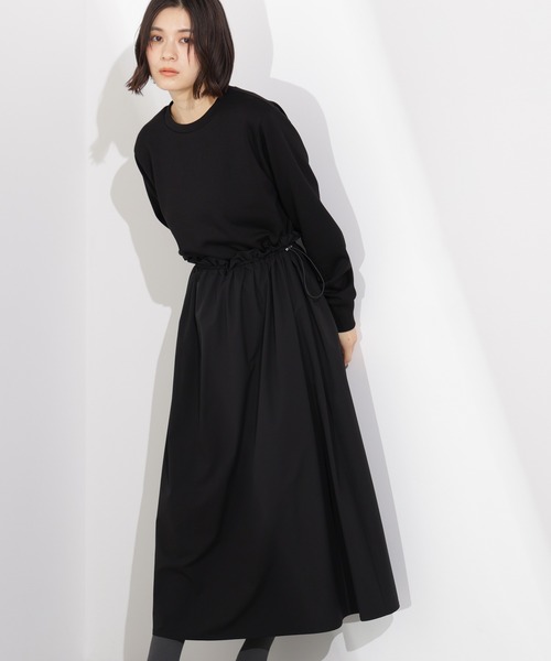 N.（N. Natural Beauty Basic）（エヌエヌナチュラルビューティーベーシック）の「ドロストドッキングワンピース（ワンピース・レディース・ブラック/オフホワイト・P/S/MEDIUM）」の2枚目の写真