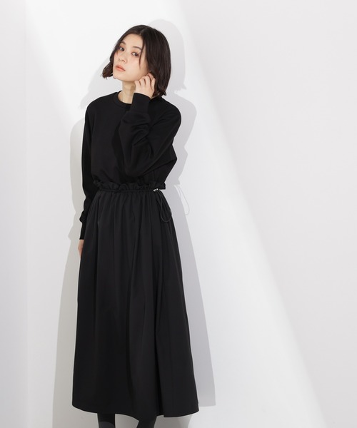 N.（N. Natural Beauty Basic）（エヌエヌナチュラルビューティーベーシック）の「ドロストドッキングワンピース（ワンピース・レディース・ブラック/オフホワイト・P/S/MEDIUM）」の16枚目の写真