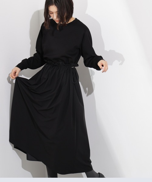 N.（N. Natural Beauty Basic）（エヌエヌナチュラルビューティーベーシック）の「ドロストドッキングワンピース（ワンピース・レディース・ブラック/オフホワイト・P/S/MEDIUM）」の17枚目の写真