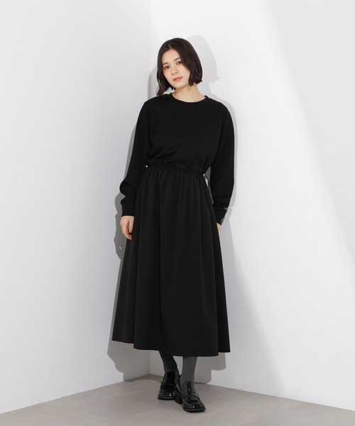 N.（N. Natural Beauty Basic）（エヌエヌナチュラルビューティーベーシック）の「ドロストドッキングワンピース（ワンピース・レディース・ブラック/オフホワイト・P/S/MEDIUM）」の19枚目の写真