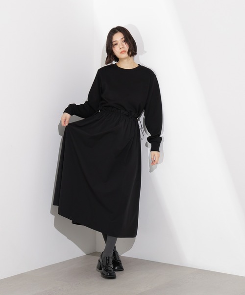 N.（N. Natural Beauty Basic）（エヌエヌナチュラルビューティーベーシック）の「ドロストドッキングワンピース（ワンピース・レディース・ブラック/オフホワイト・P/S/MEDIUM）」の20枚目の写真