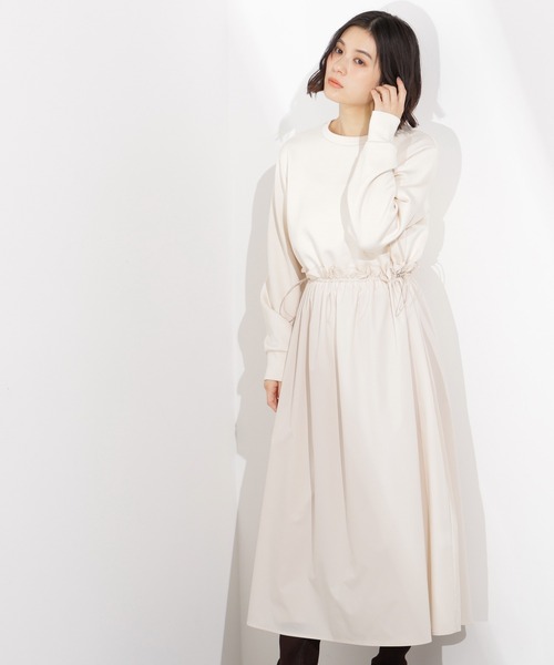 N.（N. Natural Beauty Basic）（エヌエヌナチュラルビューティーベーシック）の「ドロストドッキングワンピース（ワンピース・レディース・ブラック/オフホワイト・P/S/MEDIUM）」の4枚目の写真