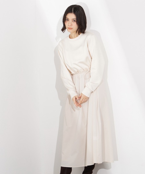 N.（N. Natural Beauty Basic）（エヌエヌナチュラルビューティーベーシック）の「ドロストドッキングワンピース（ワンピース・レディース・ブラック/オフホワイト・P/S/MEDIUM）」の5枚目の写真