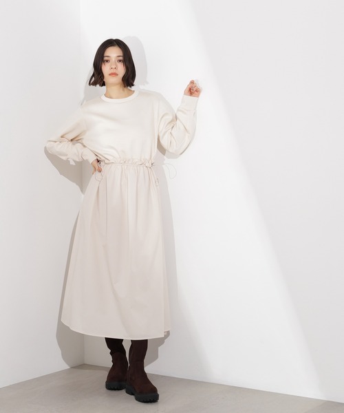 N.（N. Natural Beauty Basic）（エヌエヌナチュラルビューティーベーシック）の「ドロストドッキングワンピース（ワンピース・レディース・ブラック/オフホワイト・P/S/MEDIUM）」の6枚目の写真