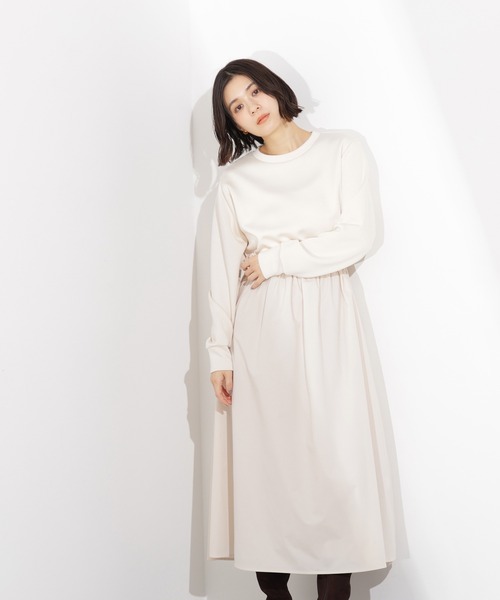 N.（N. Natural Beauty Basic）（エヌエヌナチュラルビューティーベーシック）の「ドロストドッキングワンピース（ワンピース・レディース・ブラック/オフホワイト・P/S/MEDIUM）」の9枚目の写真