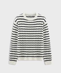 ASHOUR（アッシュアワー）の「Cable Stripe Knit Ecru（ニット/セーター）」